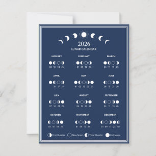 Postal Calendario de Fase Lunar 2026 Ciclos Lunares Minim