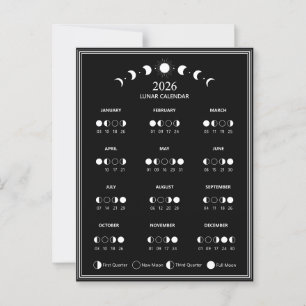 Postal Calendario de Fase Lunar 2026 Ciclos Lunares Minim