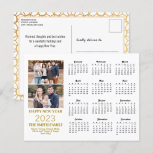 Postal Calendario de fotos de 2023 de Modern Gold Purpuri