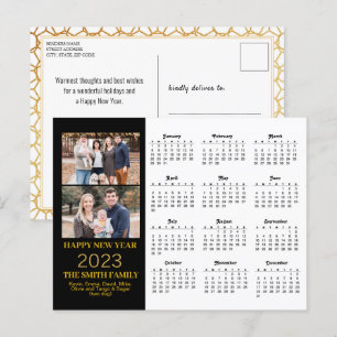 Postal Calendario de fotos de 2023 de Modern Gold Purpuri