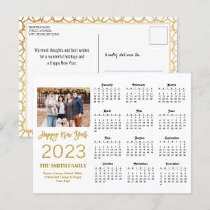Postal Calendario de fotos de Purpurinas de oro moderno 2