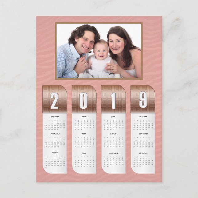 Postal Calendario de fotos personalizado de 2019 (Anverso)