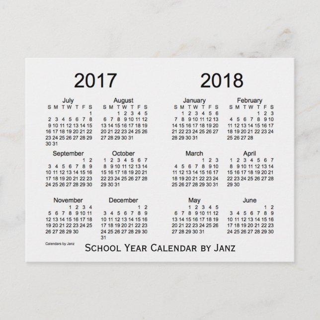 Postal Calendario de fumador blanco para año escolar 2017 (Anverso)