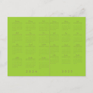 Postal Calendario de impresión grande verde amarillo 2024