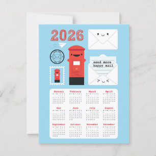 Postal Calendario de Kawaii Happy Mail 2026