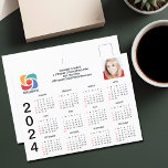 Postal Calendario de la empresa con el logotipo de negoci<br><div class="desc">Esta postal moderna del calendario de negocios está hecha por personalizado con el nombre de su empresa profesional bajo el nombre del agente. Este minimalista calendario en blanco y negro incluye tu logo en un lado y una foto personalizada en el otro. Postales de marketing contemporáneo para una empresa en...</div>