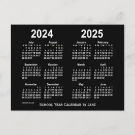 Postal Calendario de la Escuela Blanca Neon 2024-2025, de