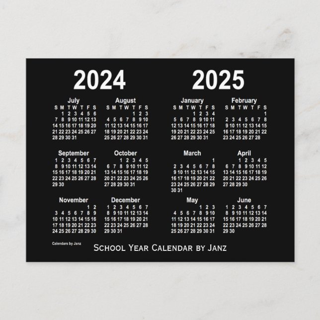 Postal Calendario de la Escuela Blanca Neon 2024-2025, de (Anverso)