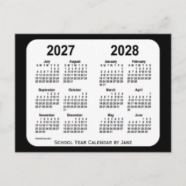 Postal Calendario de la escuela blanca y negra 2027-2028,