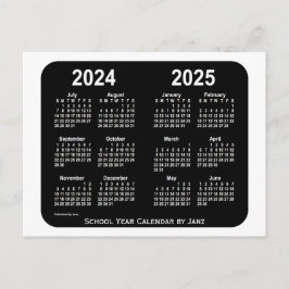 Postal Calendario de la escuela de neón blanco 2024-2025,