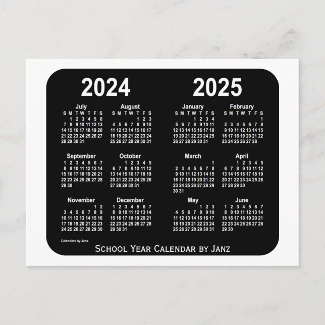 Postal Calendario de la escuela de neón blanco 2024-2025, (Anverso)
