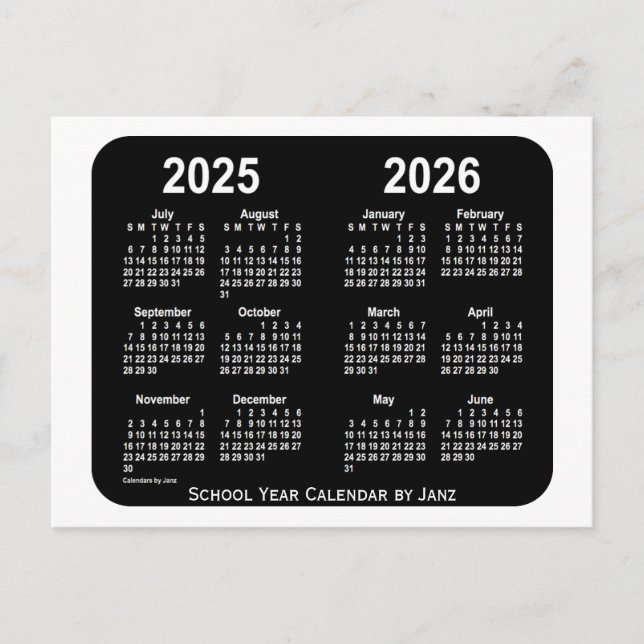 Postal Calendario de la escuela de neón blanco 2025-2026, (Anverso)