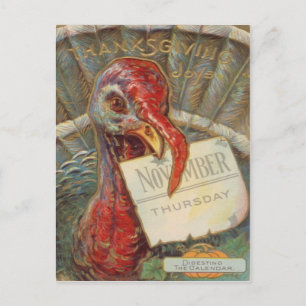 Postal Calendario de noviembre de comer pavo