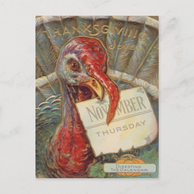 Postal Calendario de noviembre de comer pavo (Anverso)