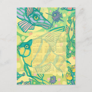 Postal Calendario de Peces 2022 Animales del Océano Marin