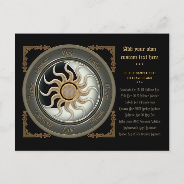 Postal Calendario de Sun y Moon Pagan Wheel 2012 (Anverso)