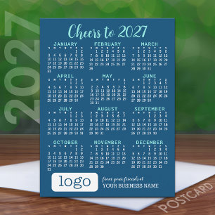 Postal Calendario de vacaciones 2027, logotipo de empresa