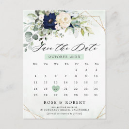Postal Calendario de vegetación floral de Rubor de la mar