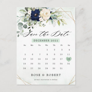 Postal Calendario de vegetación floral de Rubor de la mar