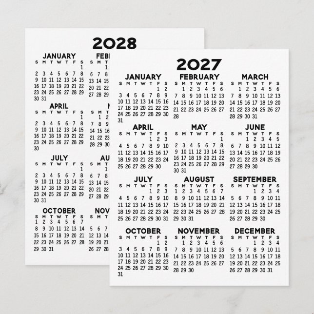 Postal Calendario de vista de 2 años - Mínimo básico (Anverso / Reverso)