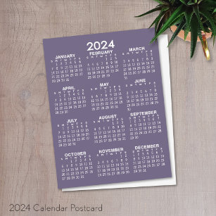 Postal Calendario de vista de año completo de 2024 - Míni