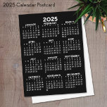 Postal Calendario de vista de año completo - Postc mínimo<br><div class="desc">Un calendario básico de 2025 en blanco y negro. Un aspecto estándar para tu oficina en el hogar o taquilla de la escuela. Un año completo simple a primera vista para usar todo el año.</div>