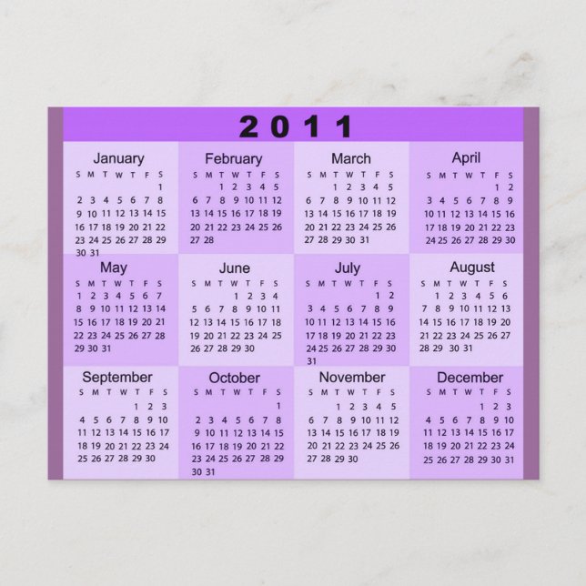 Postal Calendario del año 2011 (Anverso)