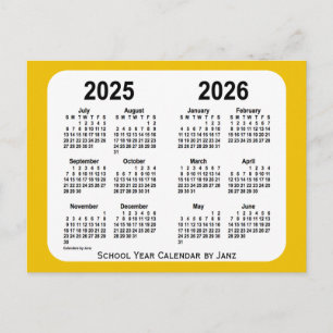 Postal Calendario del año 2025-2026 Gold Mini School de J