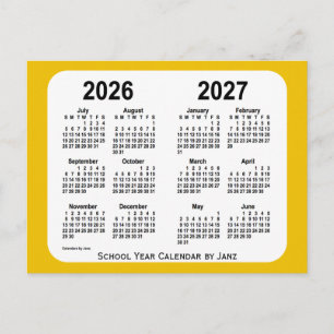 Postal Calendario del año 2026-2027 Gold Mini School de J