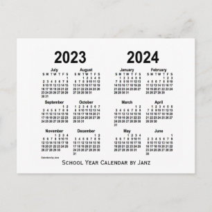 Postal Calendario del año escolar blanco 2023-2024, de Ja