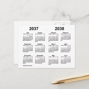 Postal Calendario del año escolar blanco 2037-2038 por Ja