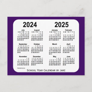 Postal Calendario del año escolar púrpura 2024-2025 de Ja