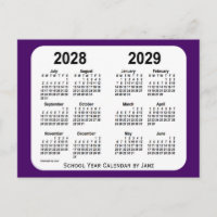 Calendario del año escolar púrpura 2028-2029 de Ja
