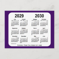 Calendario del año escolar púrpura 2029-2030 de Ja