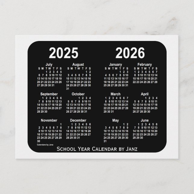 Postal Calendario del año escolar Smokey Neon 2025-2026,  (Anverso)