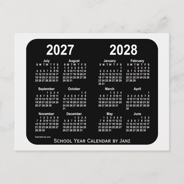 Postal Calendario del año escolar Smokey Neon 2027-2028,  (Anverso)