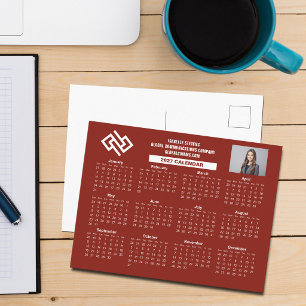 Postal Calendario Empresarial Personalizado Rojo 2027 de