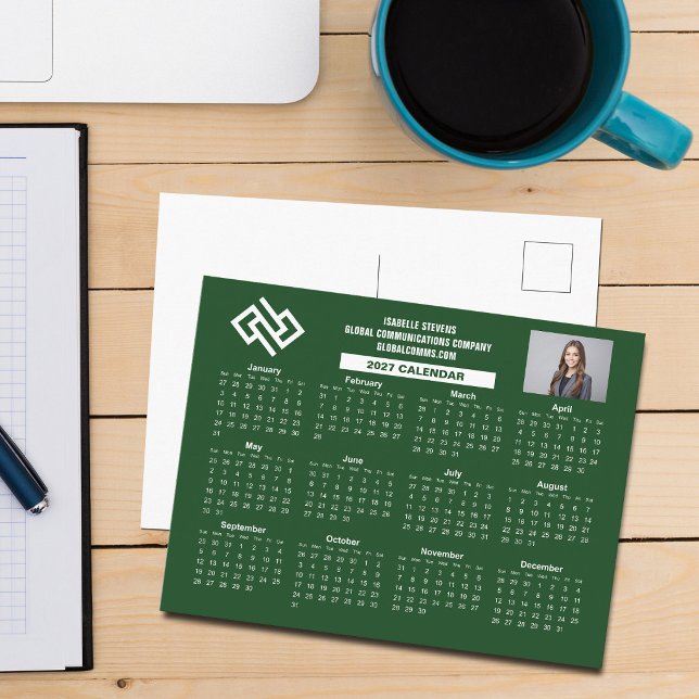 Postal Calendario Empresarial Personalizado Verde 2027 de (Subido por el creador)