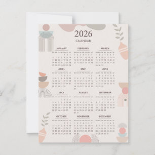 Postal Calendario escandinavo 2026 Estética boho beige