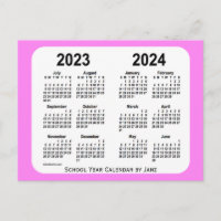 Calendario escolar 2023-2024 de Pink Mini School d