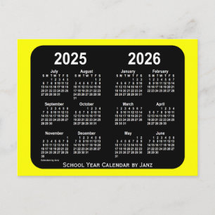 Postal Calendario escolar amarillo neón 2025-2026, de Jan