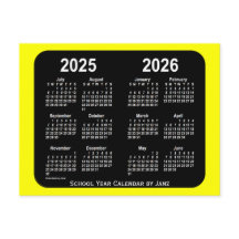 Calendario escolar amarillo neón 2025-2026, de Jan