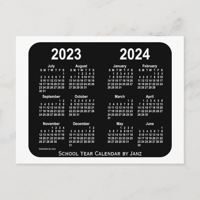 Postal Calendario escolar de la escuela de neón blanca 20 (Anverso)