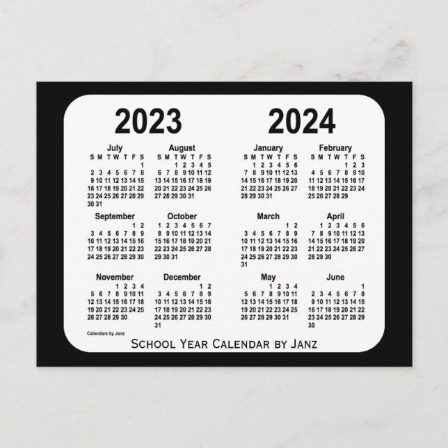 Postal Calendario Escolar en Blanco y Negro 2023-2024 por (Anverso)