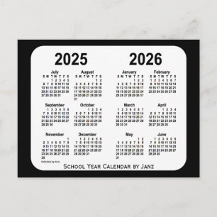 Postal Calendario Escolar en Blanco y Negro 2025-2026 por