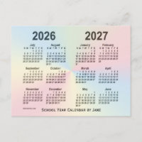 Calendario escolar Rainbow Cloud 2026-2027 de Janz