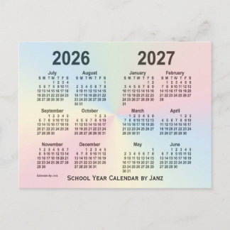 Postal Calendario escolar Rainbow Cloud 2026-2027 de Janz