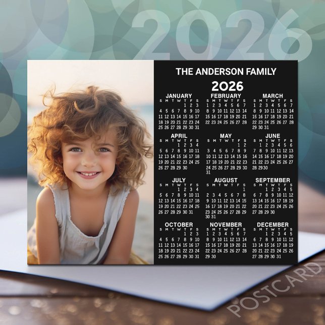 Postal Calendario - Foto Vista de Año Completo Moderno (2026 Calendar Postcard)