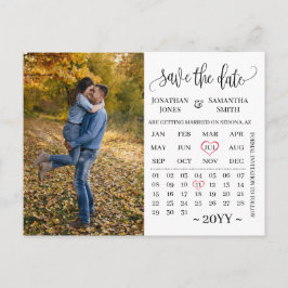 Postal calendario fotográfico minimalista guardar el boda