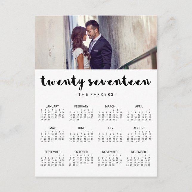 Postal Calendario fotográfico mínimo moderno 2017 (Anverso)